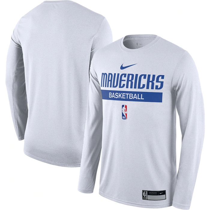 Men's Dallas Mavericks White 2022/23 Legend On-Court Practice Performance Long Sleeve T-Shirt